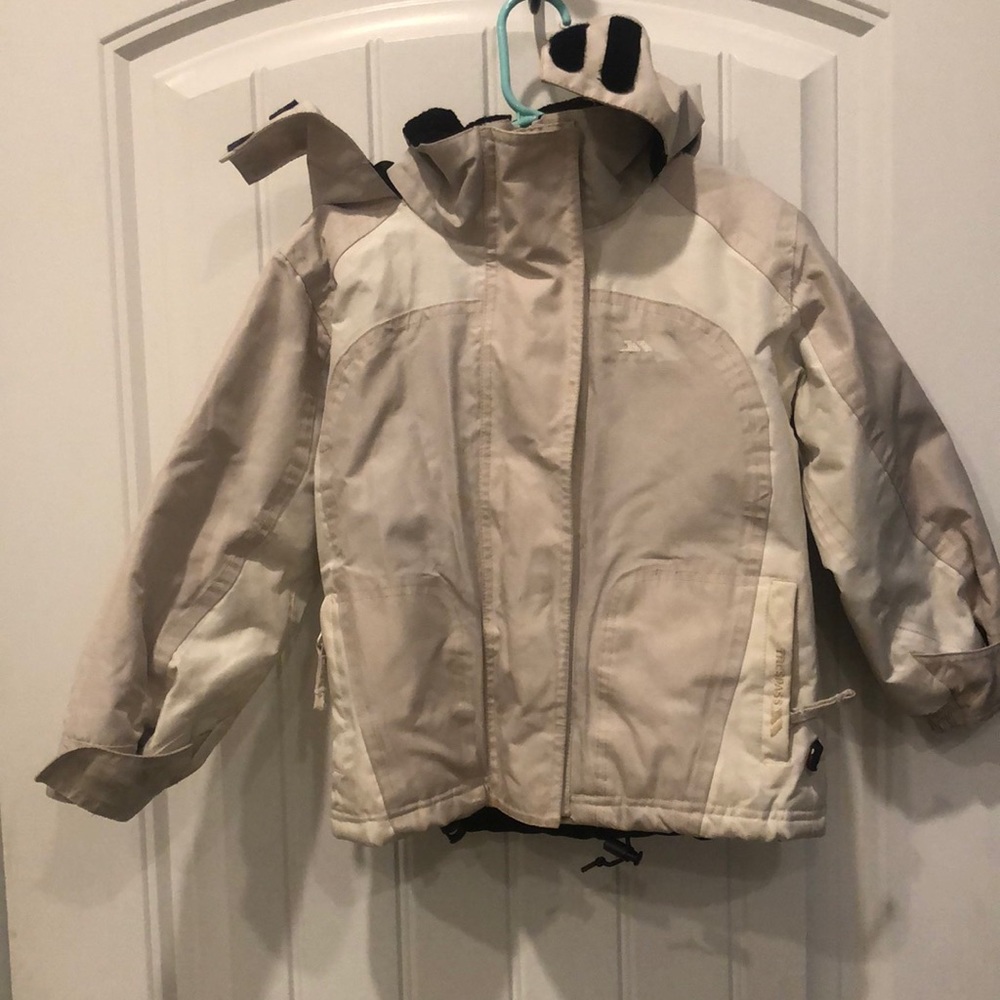 Trespass brand snow coat.  Waterproof, wind proof, taped seams, insulated.